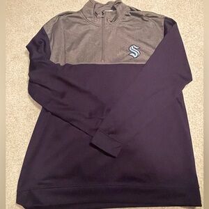 Seattle Kraken Navy and Gray Quarter Zip Jacket